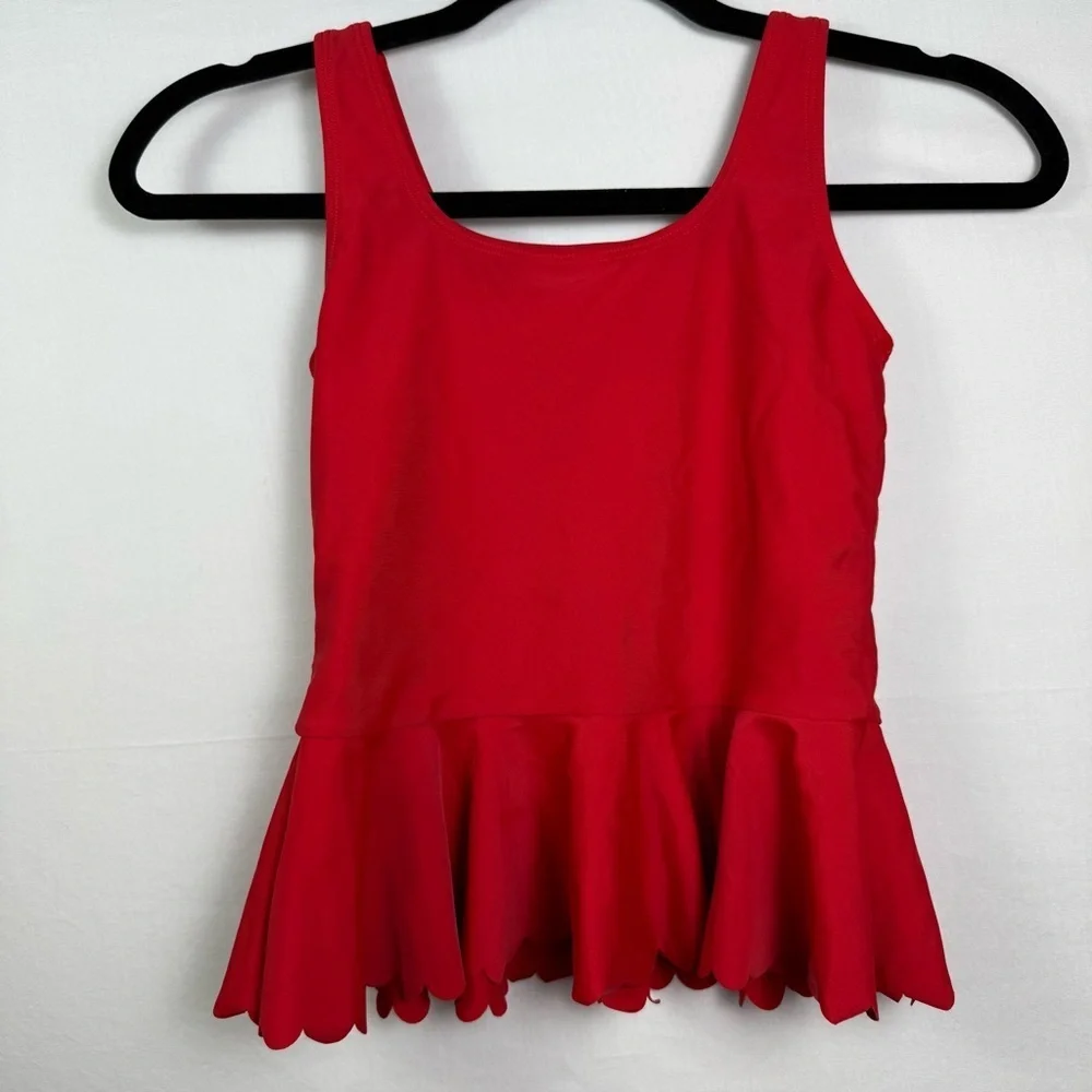 Hanna Andersson Red Peplum Tank Top Girls Size 10